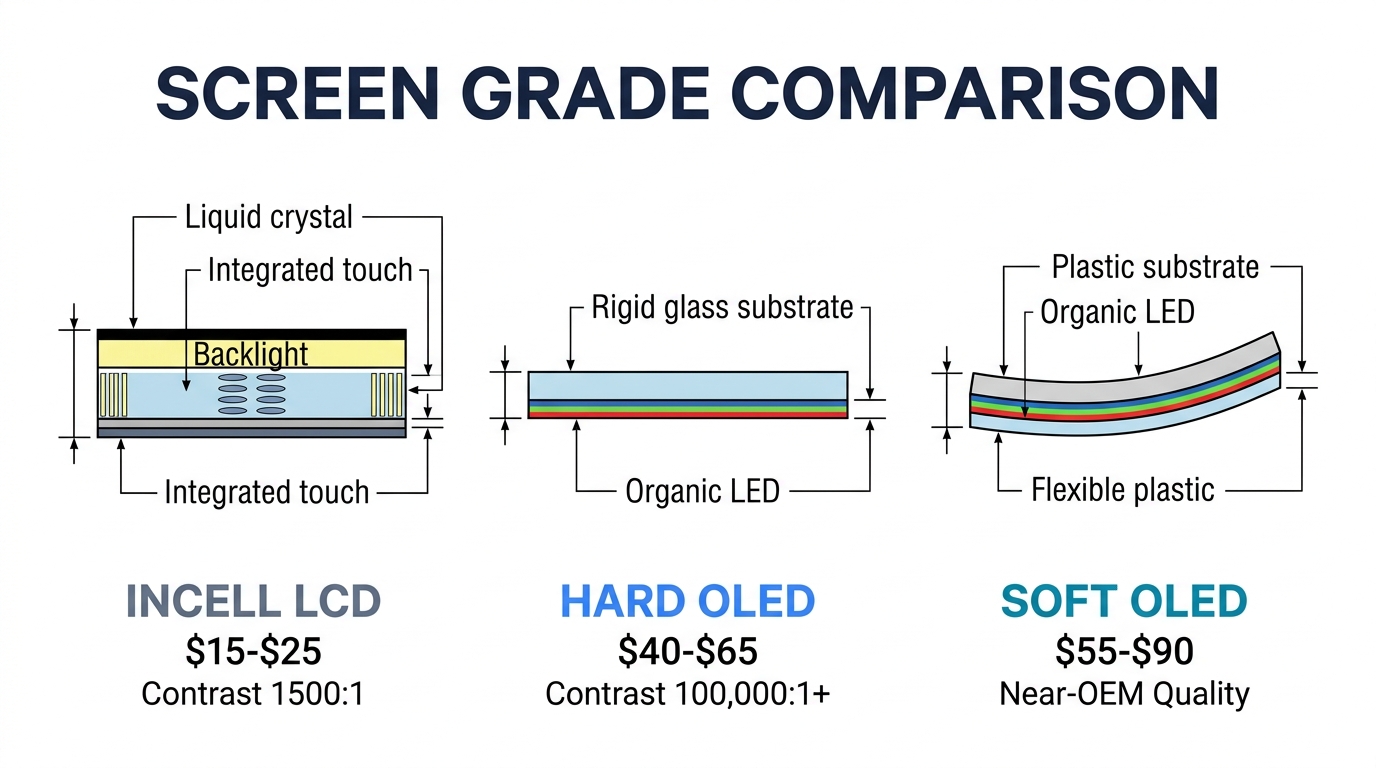 iPhone 13 Screen Grades: What Actually Goes Into the Phone — infographic