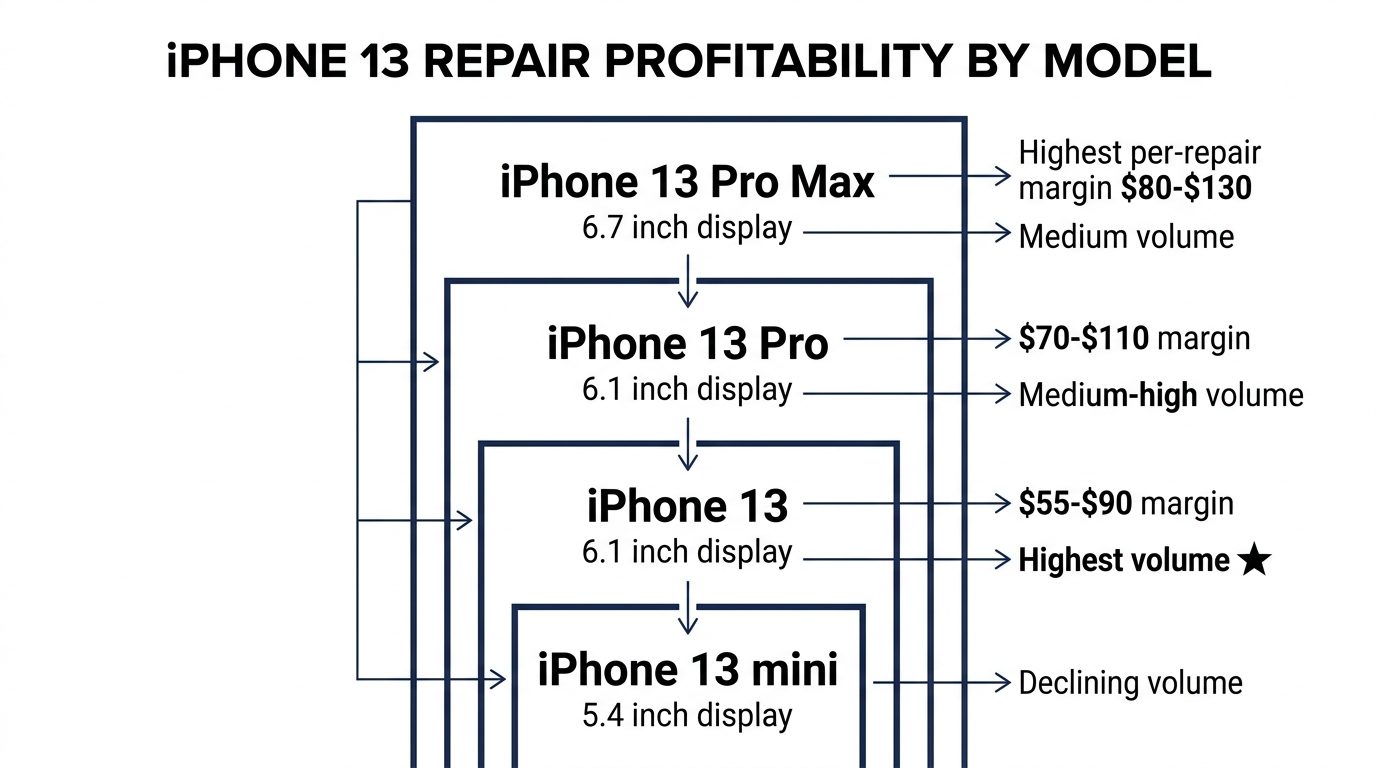 Which iPhone 13 Model Is Most Profitable to Repair? — infographic