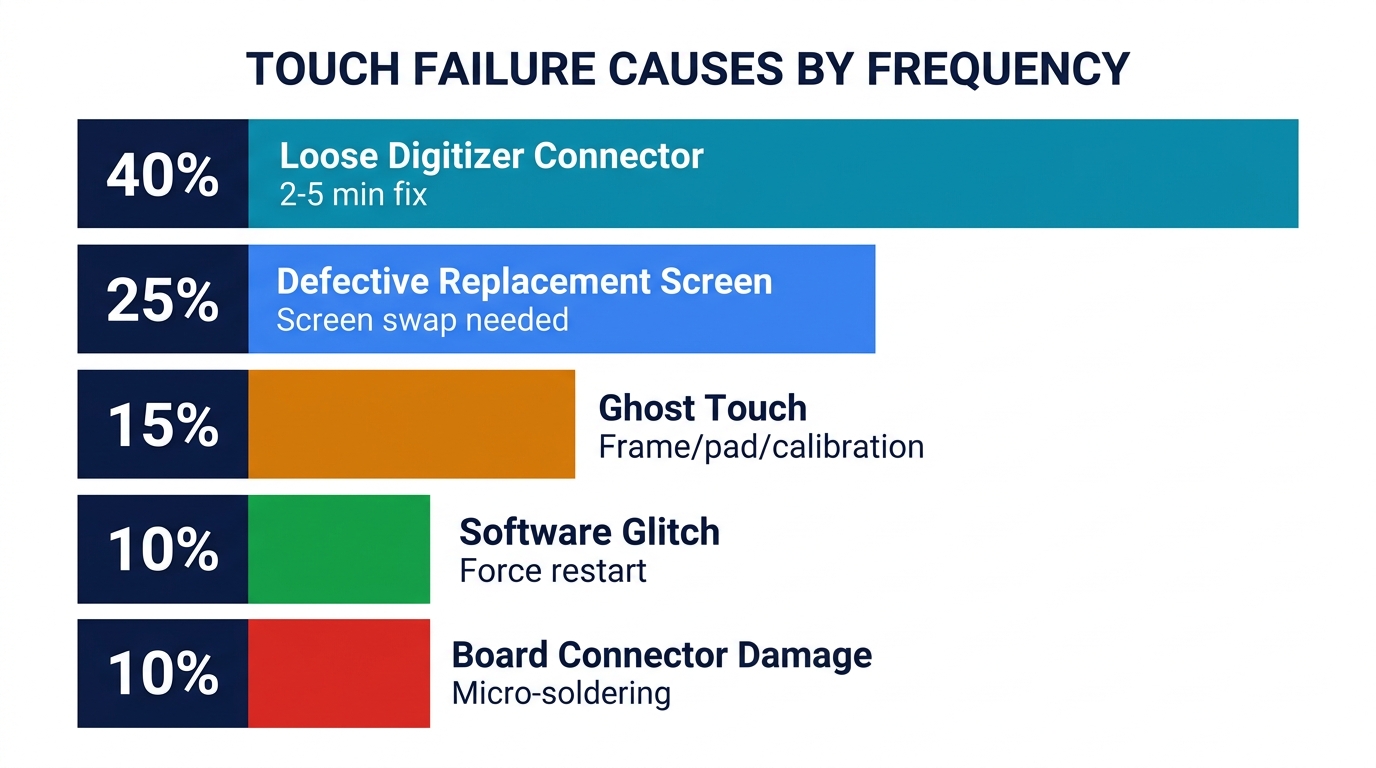 The 5 Most Common Causes of Touch Failure After Screen Replacement — infographic