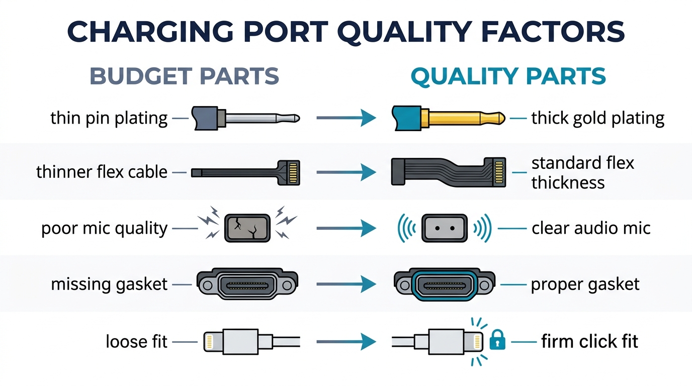 Parts Quality: What Matters in Charging Port Assemblies — infographic