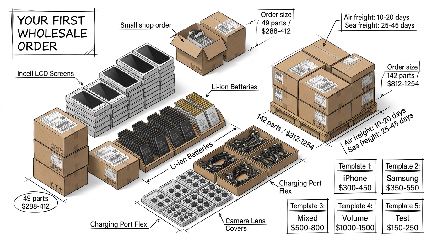 Your First Wholesale Order: Sample Order Templates for Screen, Battery, and Small Parts Bundles