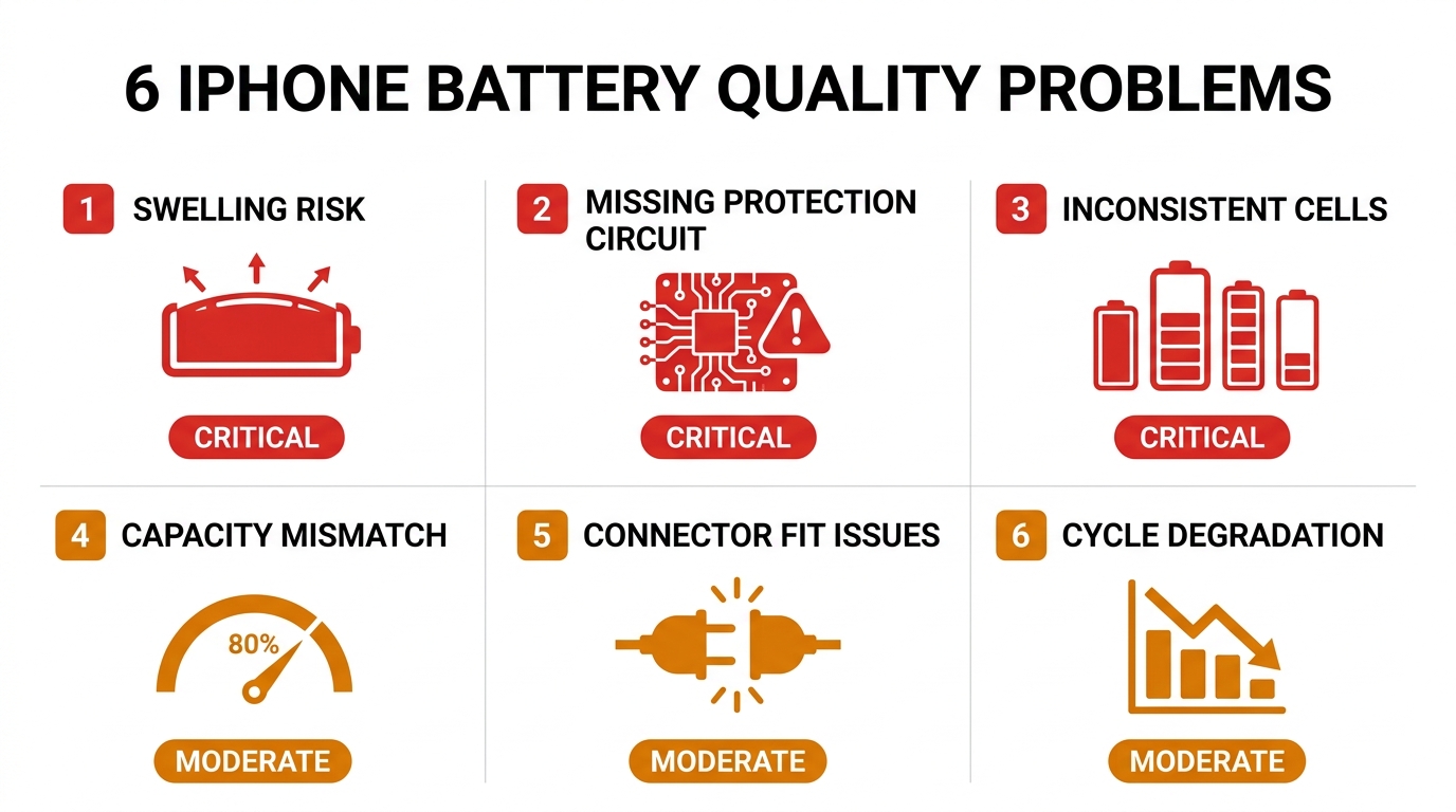 The 6 most common iPhone battery quality problems in wholesale orders