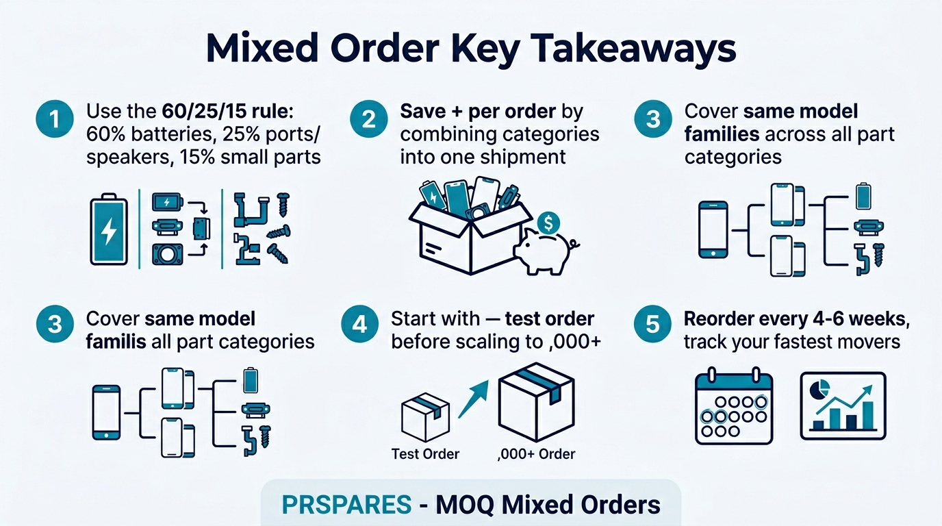 Key takeaways for building mixed wholesale phone parts orders