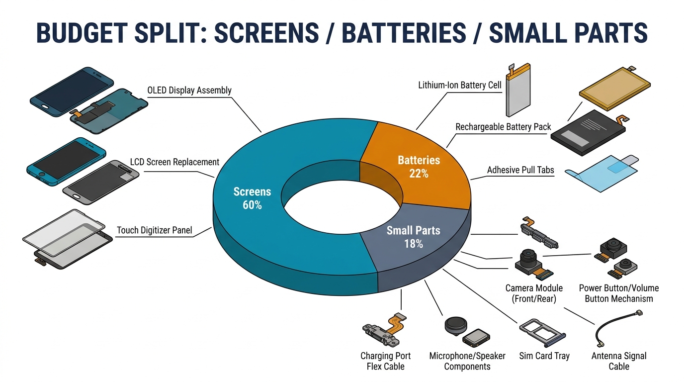How Repair Shops Should Split Budget Between Screens, Batteries, and Small Parts