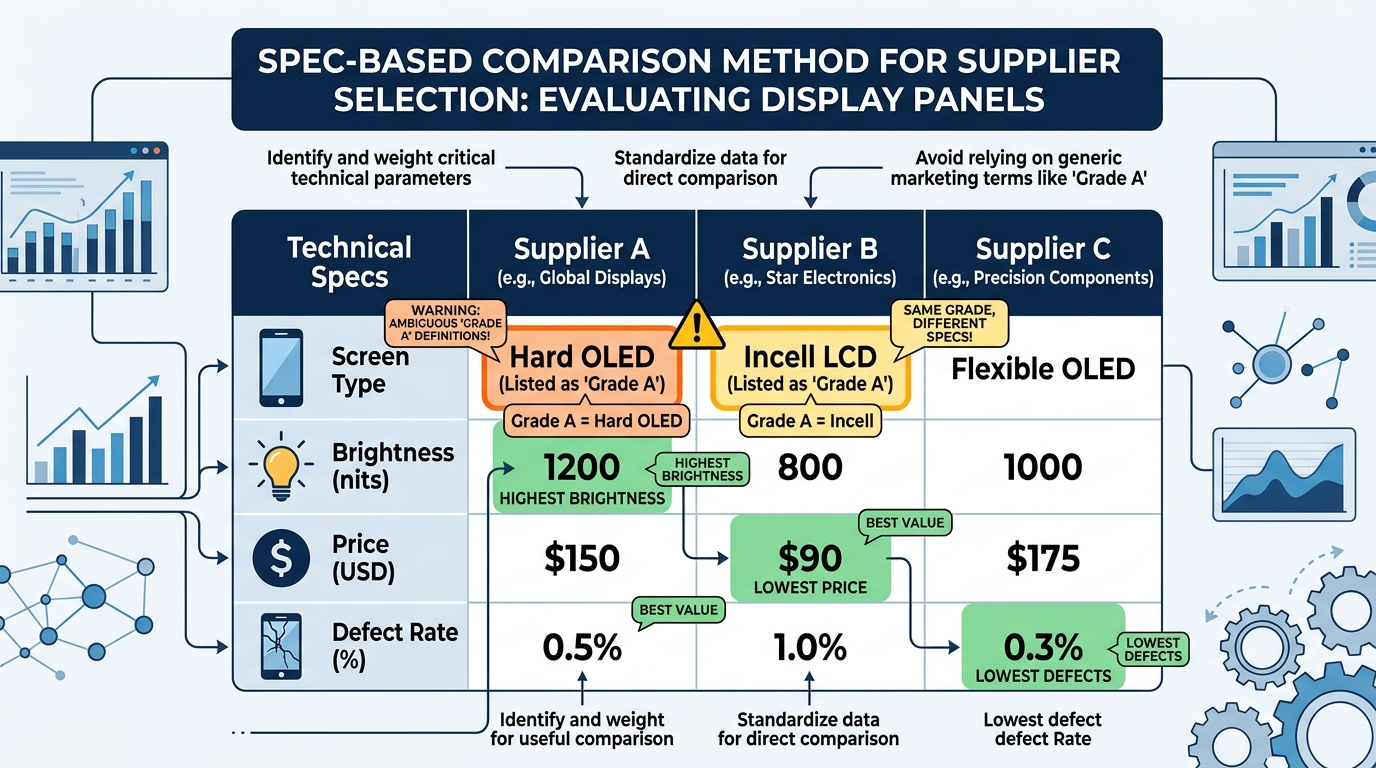 Spec-based supplier grade comparison method