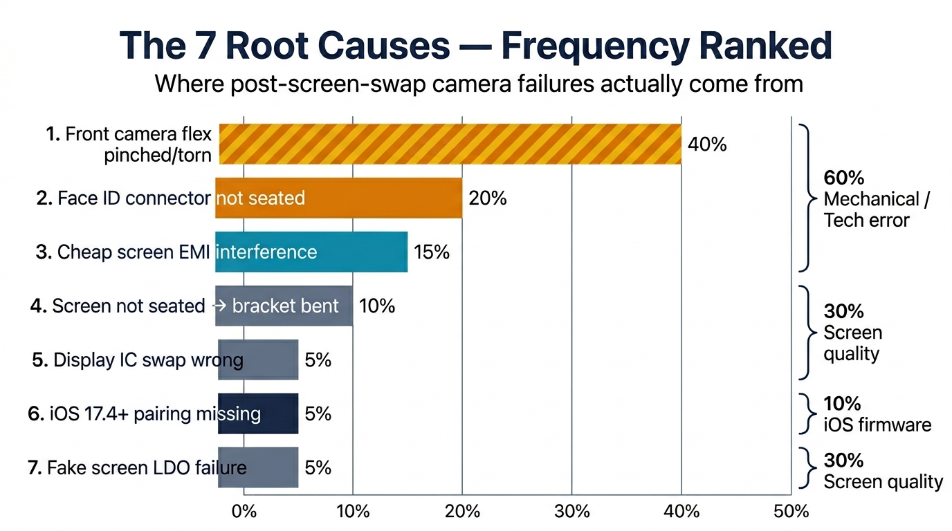 The 7 root causes — frequency-ranked bar chart