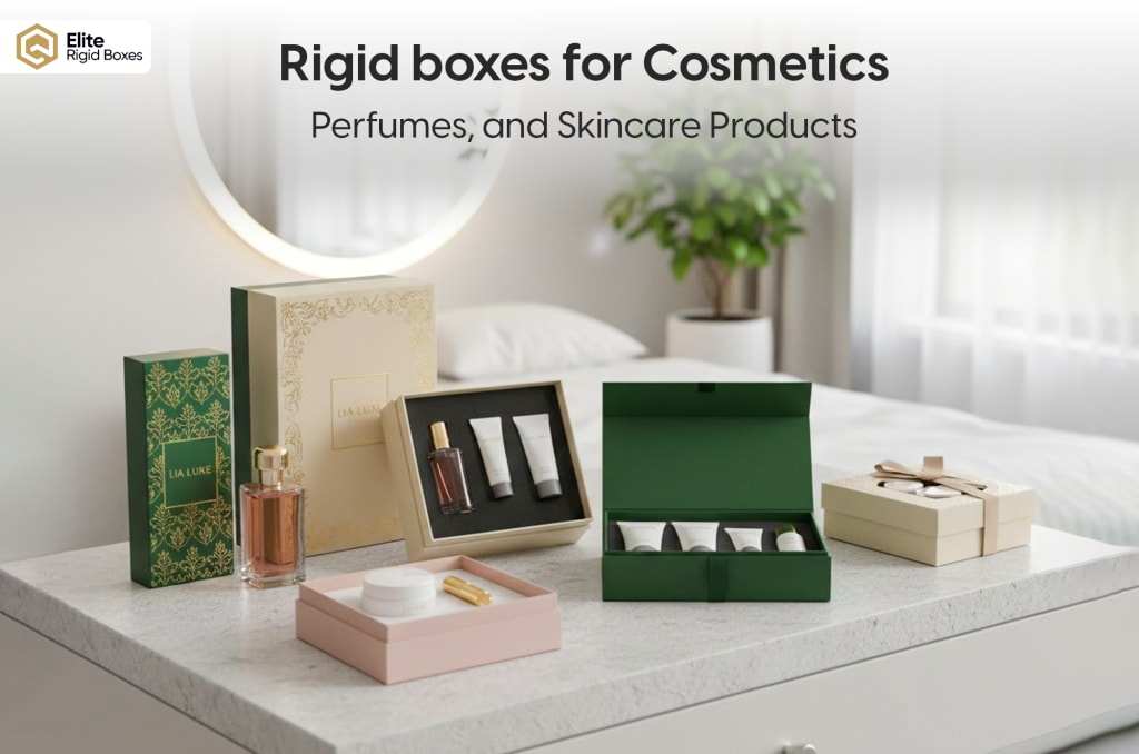 Rigid boxes for cosmetics, perfumes, and skincare products
