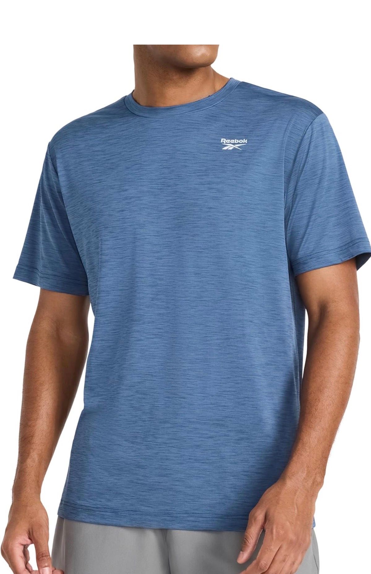 Reebok Men's Reflective Small Logo Crewneck T-Shirt, Standard Fit, Lightweight Cool Touch Jersey Fabric
