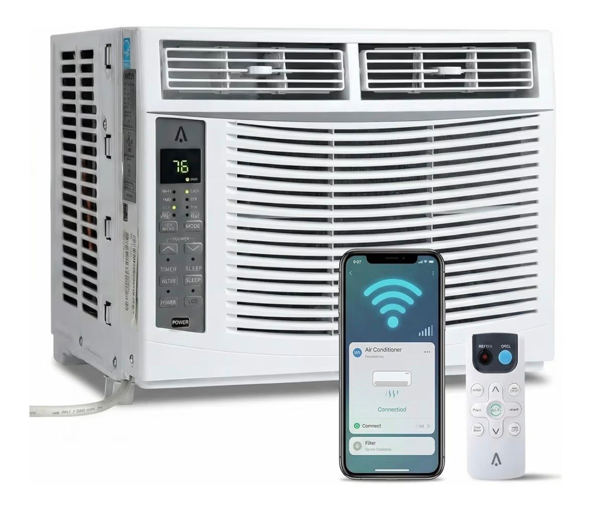 6000 BTU Window Air Conditioner, Cools up to 375 Sq. Ft., WIFI Enabled Energy Saving Window AC, Remote & App Control & Timer Function & Easy Install Kit, Perfect for Small Bedroom, Living Room