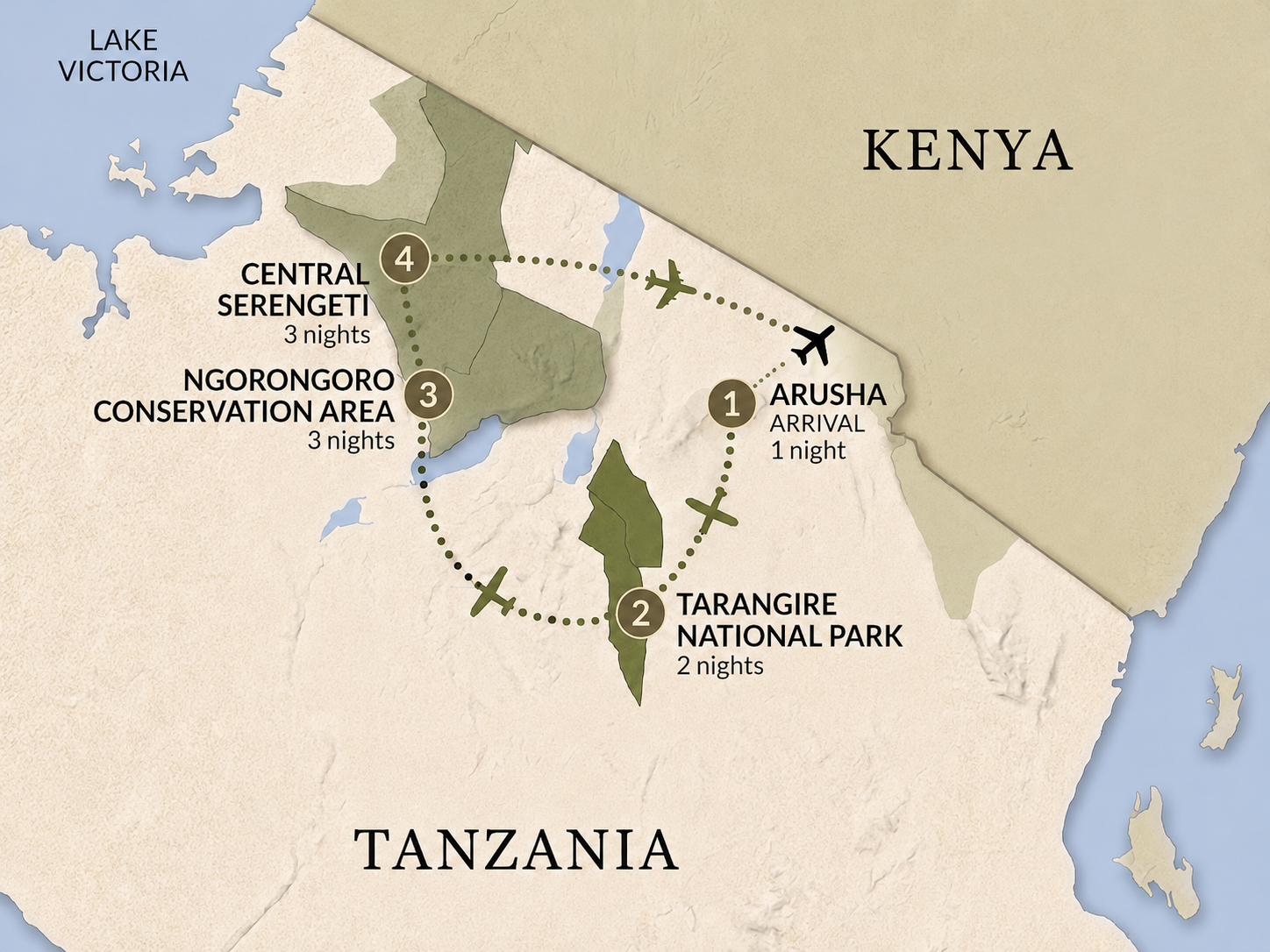 Tanzania Northern Circuit route map