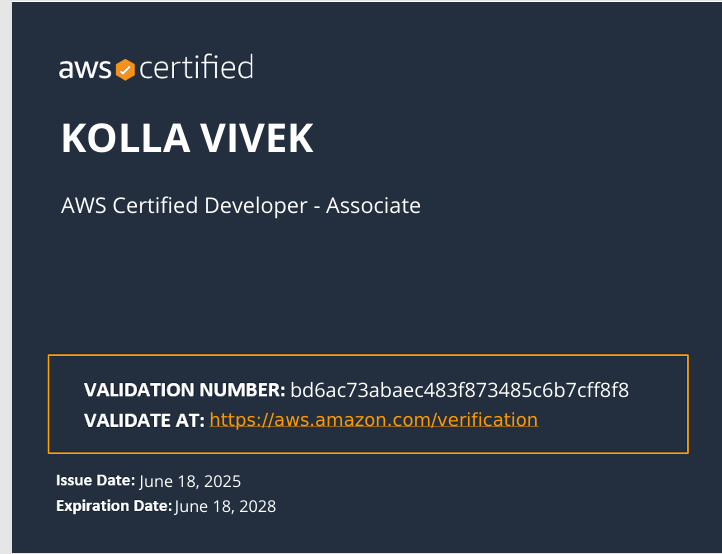 AWS Certified Developer – Associate Certificate