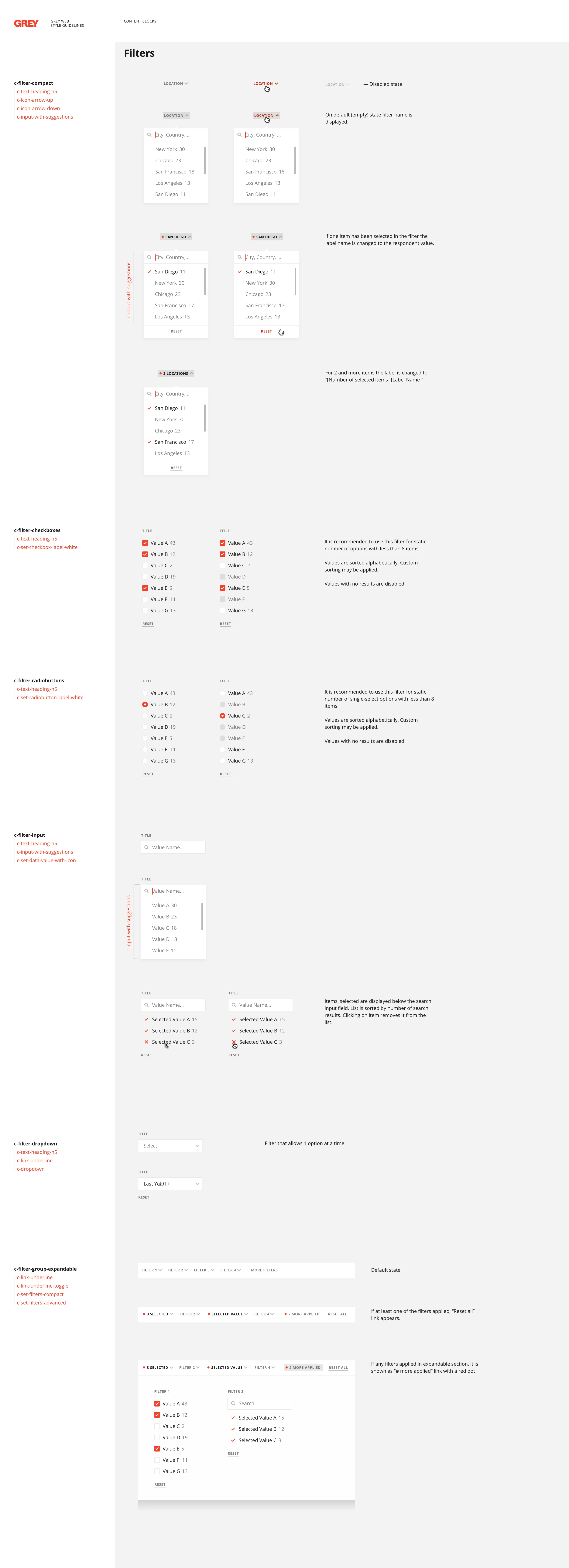 Grey design system filters