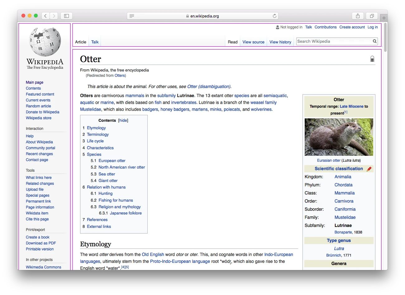Wikipedia article page