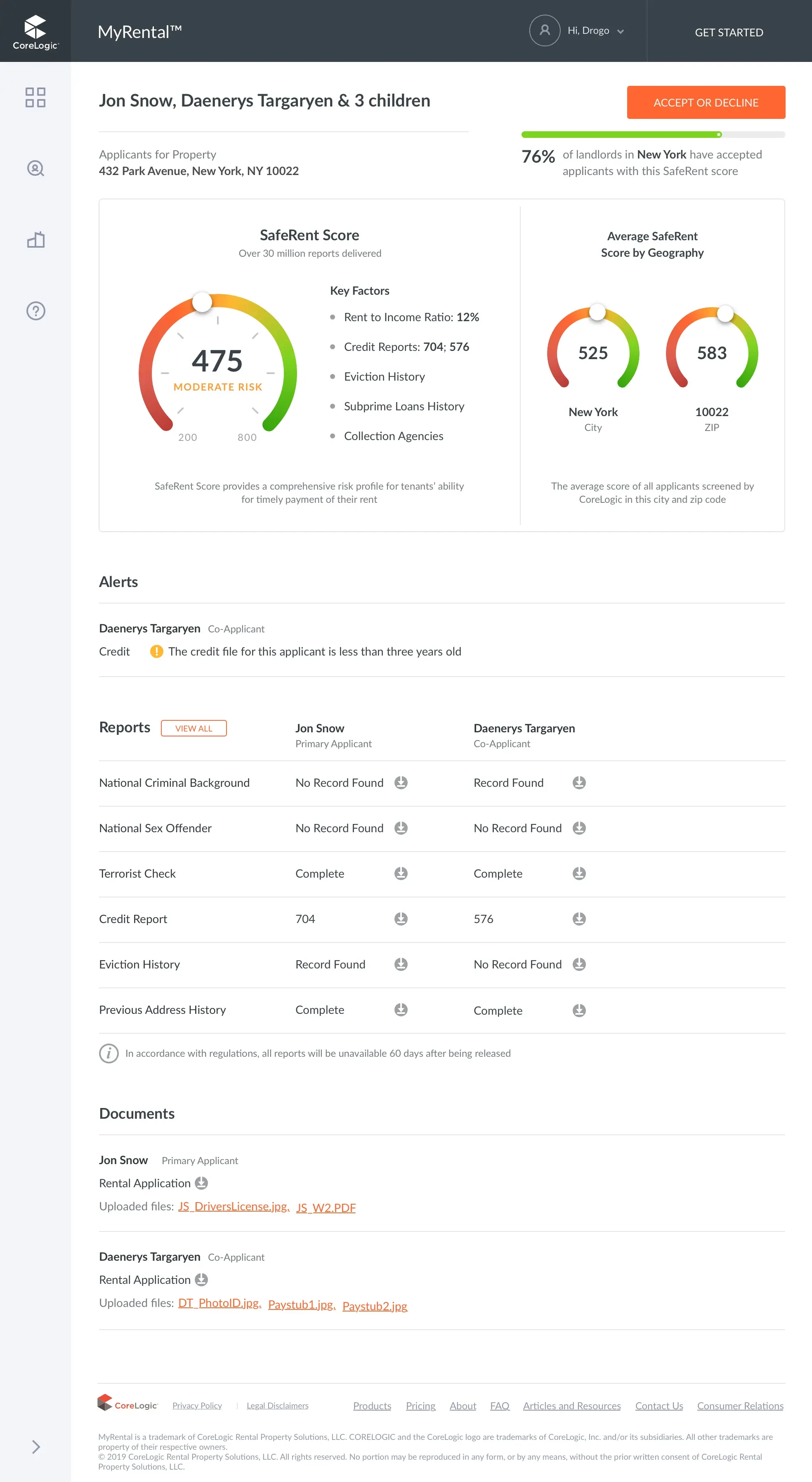 MyRental product page