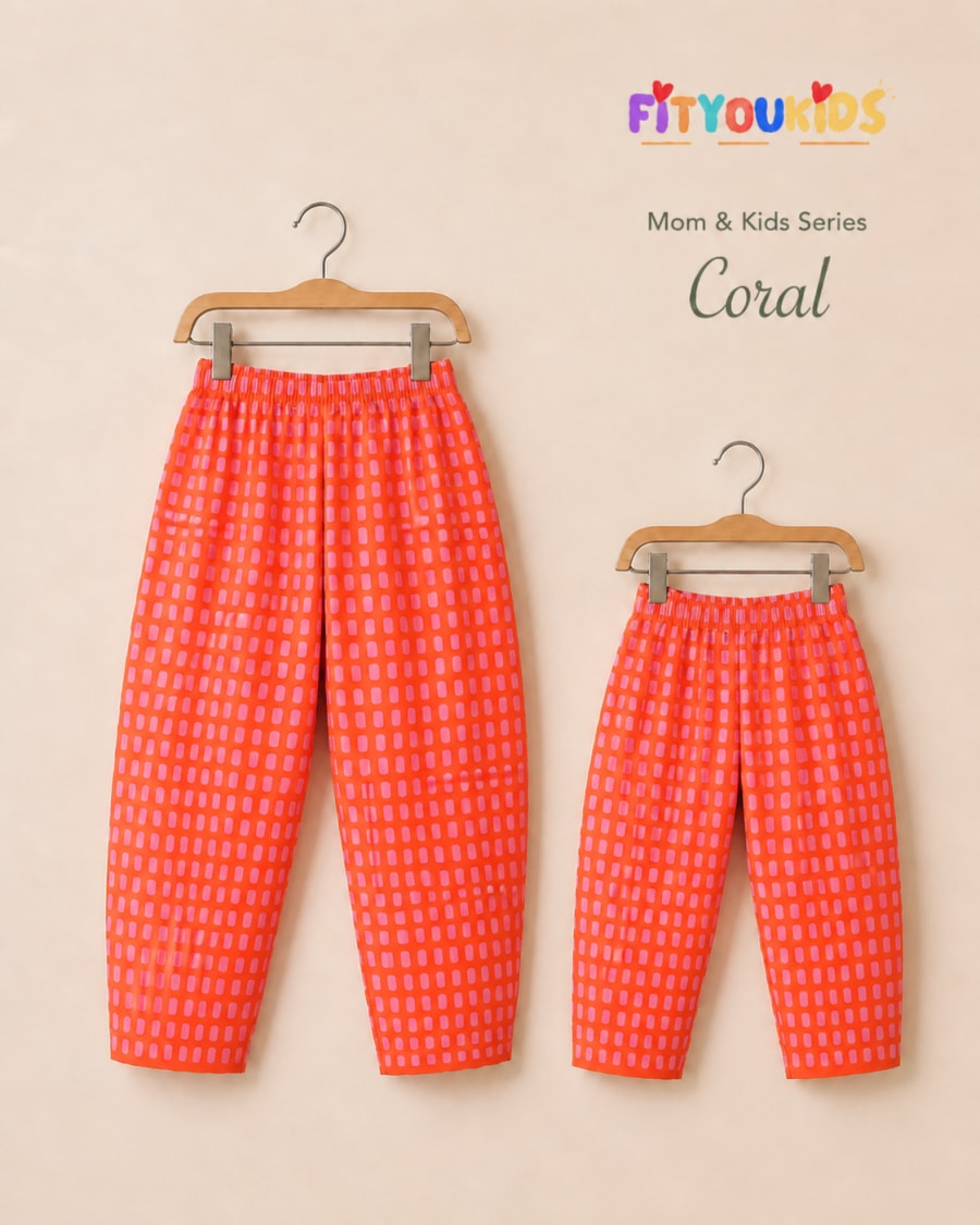 Mom and Kids - Coral