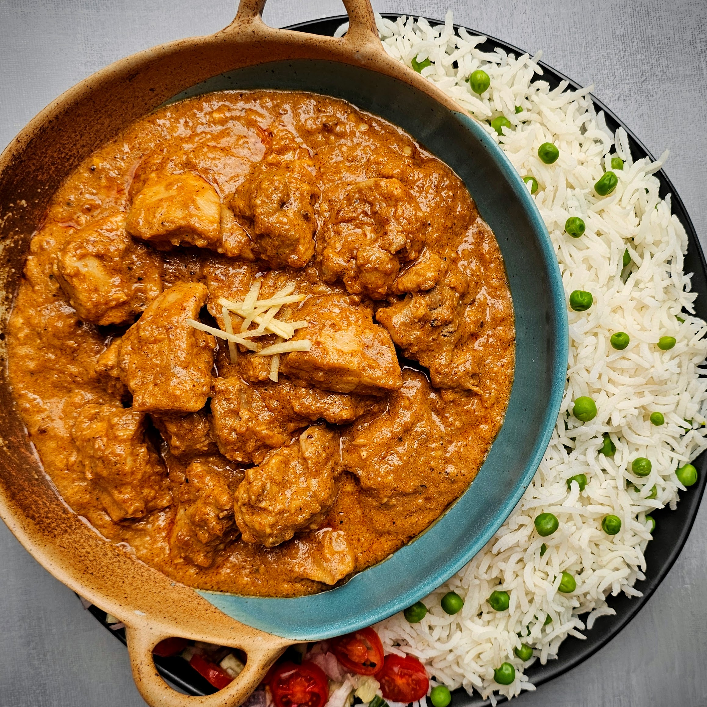Traditional chicken korma dish taught in online Indian cooking classes