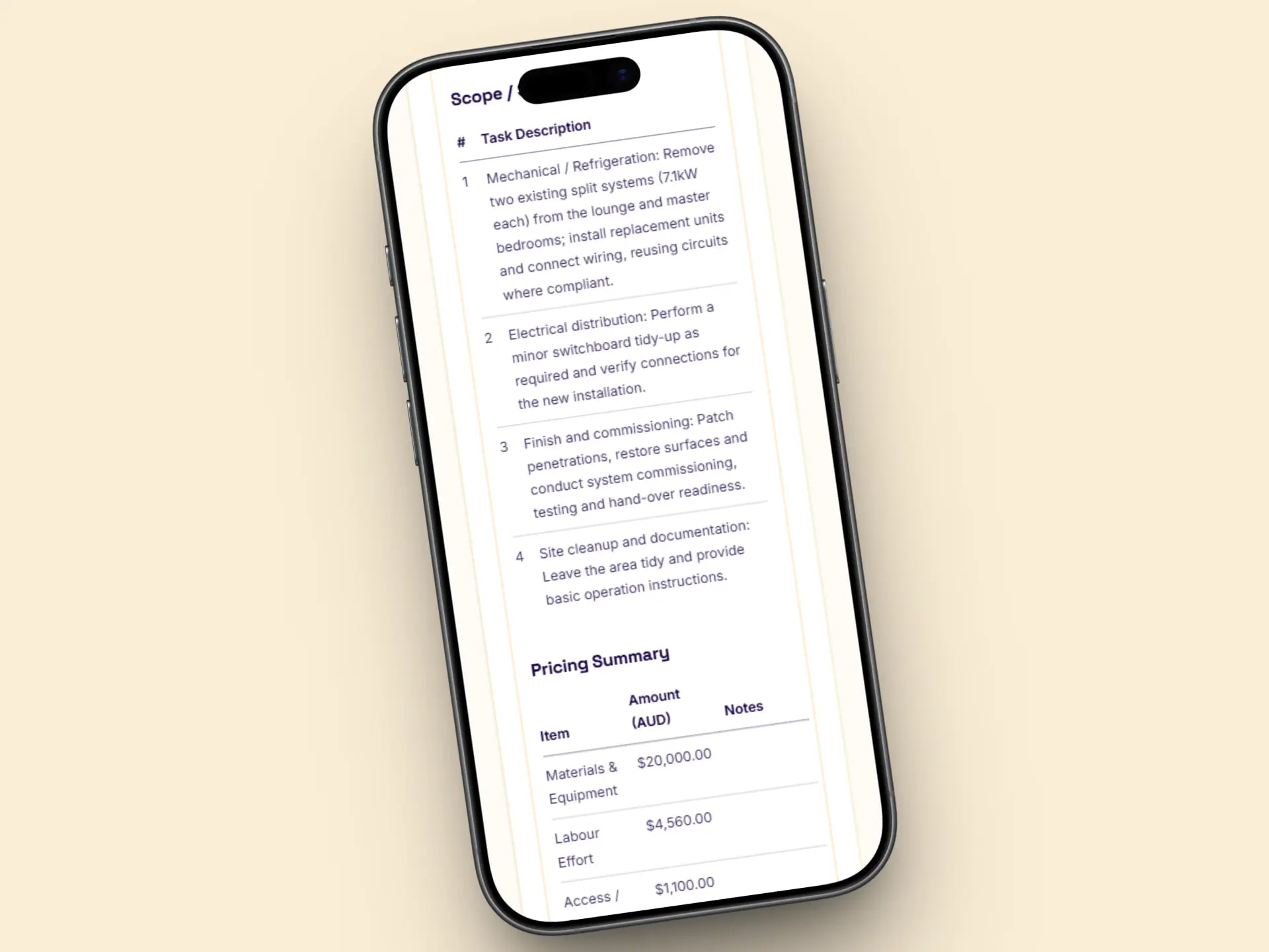 Tradie Assistant Smart Tools generating documents