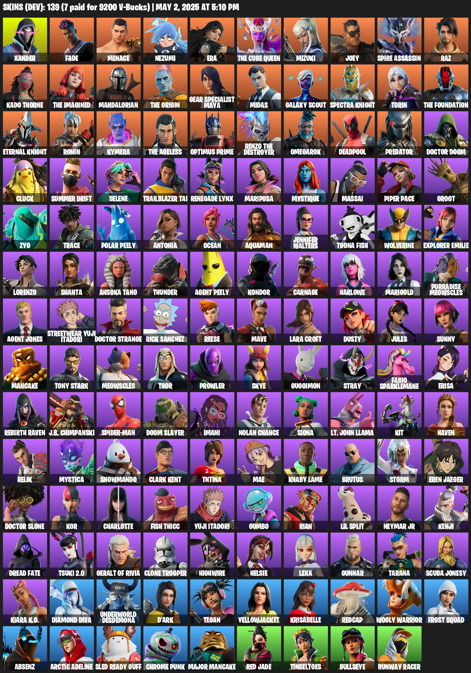 139 Skins, Lara Croft, Xander, Fade, Menace, Nezumi, Era, The Cube Queen, Mizuki, Joey, Spire Assassin, Raz, The Origin [PC/PSN/XBOX]