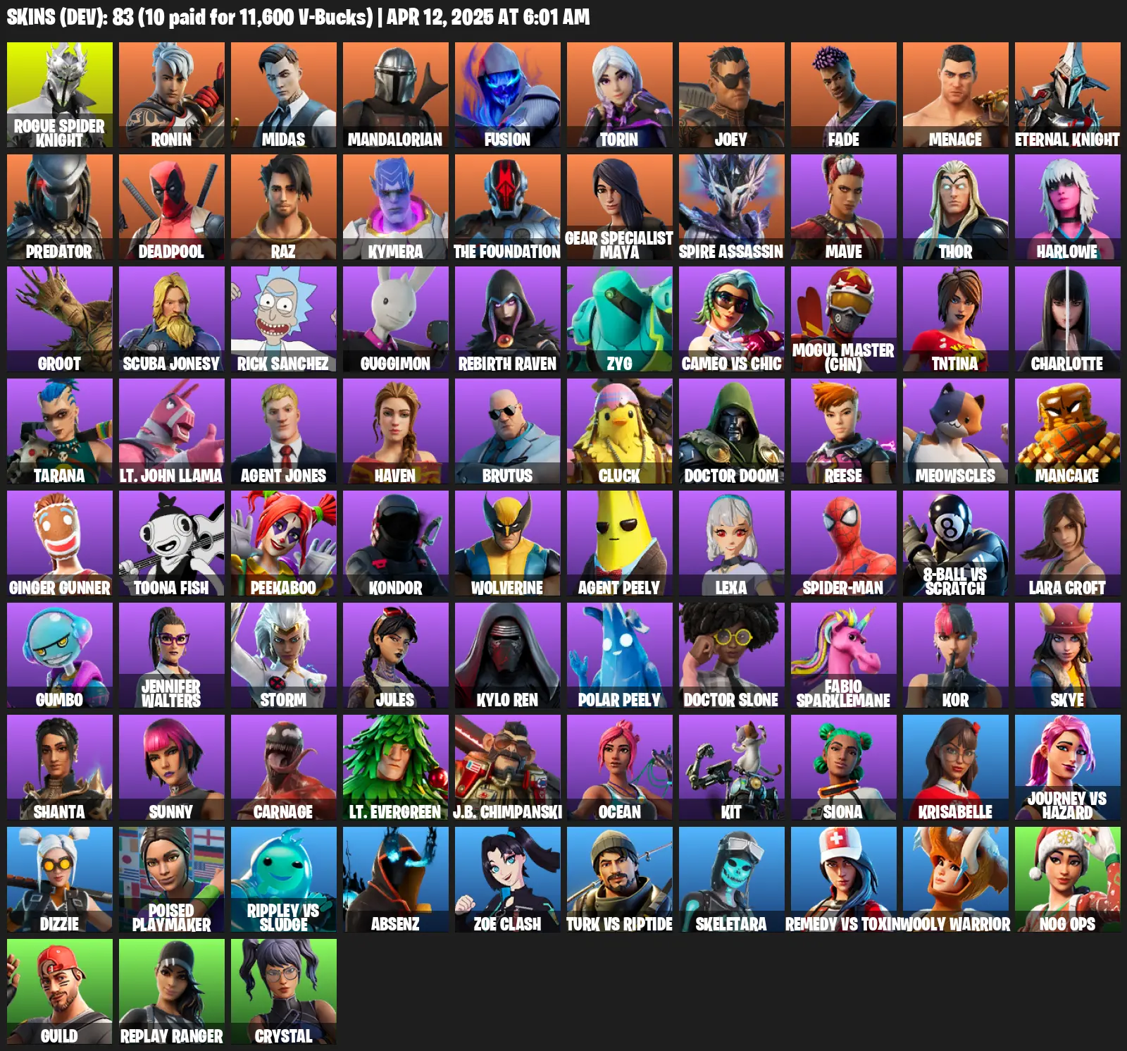 83 Skins, Leviathan Axe, Lara Croft, Rogue Spider Knight, Ronin, Midas, Mandalorian, Fusion, Torin, Joey, Fade, Menace [PC/PSN/XBOX]