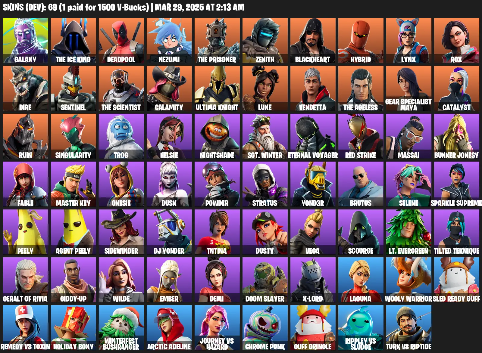 69 Skins, Galaxy, The Ice King, Deadpool, Nezumi, The Prisoner, Zenith, Blackheart, Hybrid, Lynx, Rox, 750 VB [PC/PSN/XBOX]