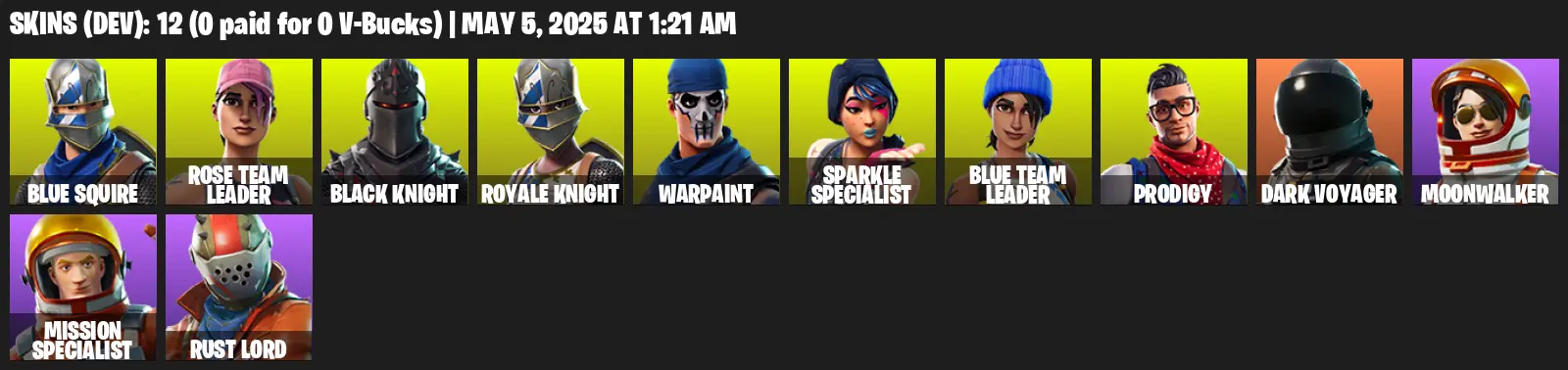 12 Skins, Og Stw, Floss, Take The L, Black Knight, Sparkle Specialist, Royale Knight, Blue Squire, Warpaint, 1000 VB [PC/PSN/XBOX]