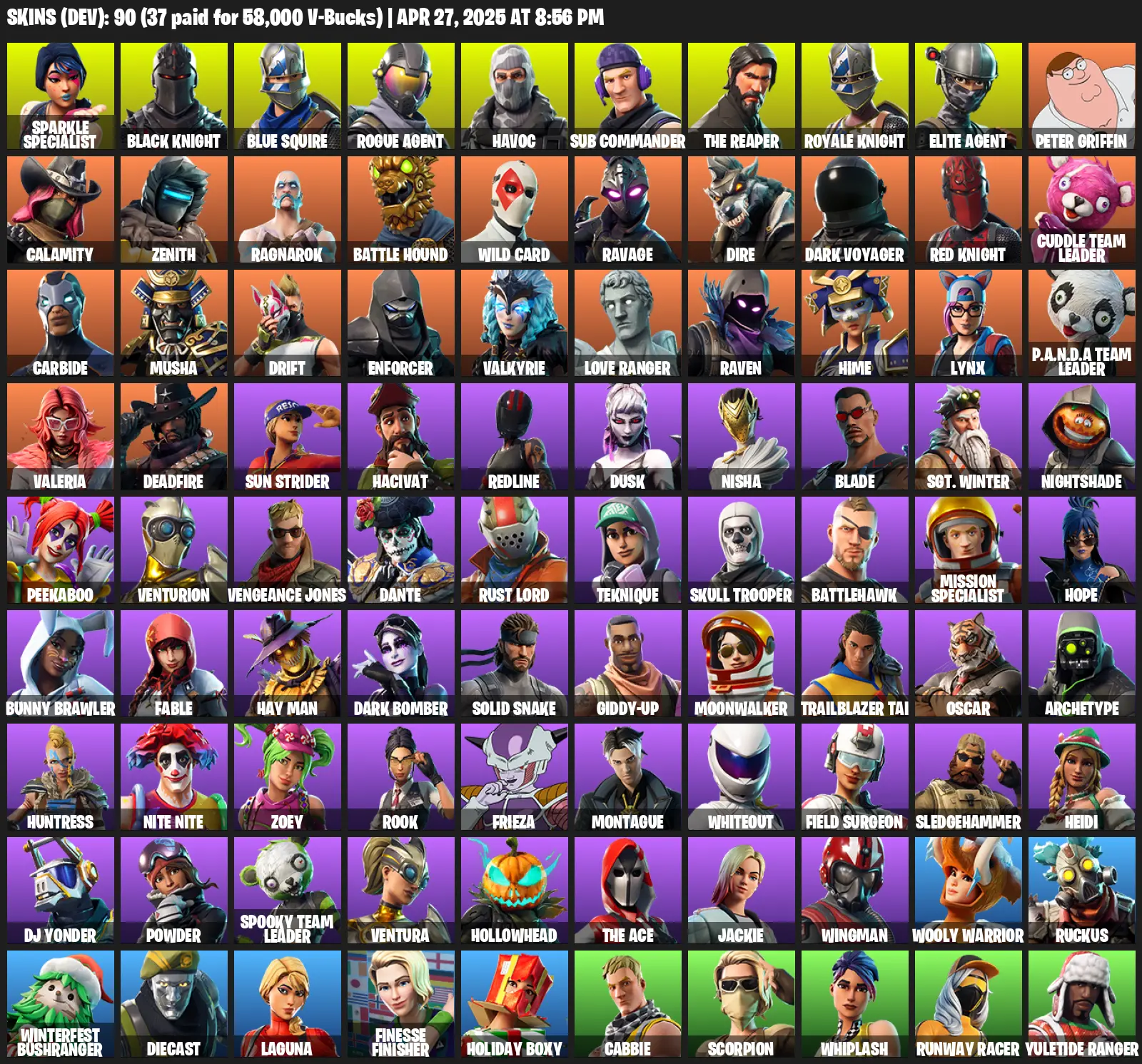 90 Skins, Floss, Take The L, Black Knight, Sparkle Specialist, Royale Knight, The Reaper, Elite Agent, Blue Squire, Havoc [PC/PSN/XBOX]