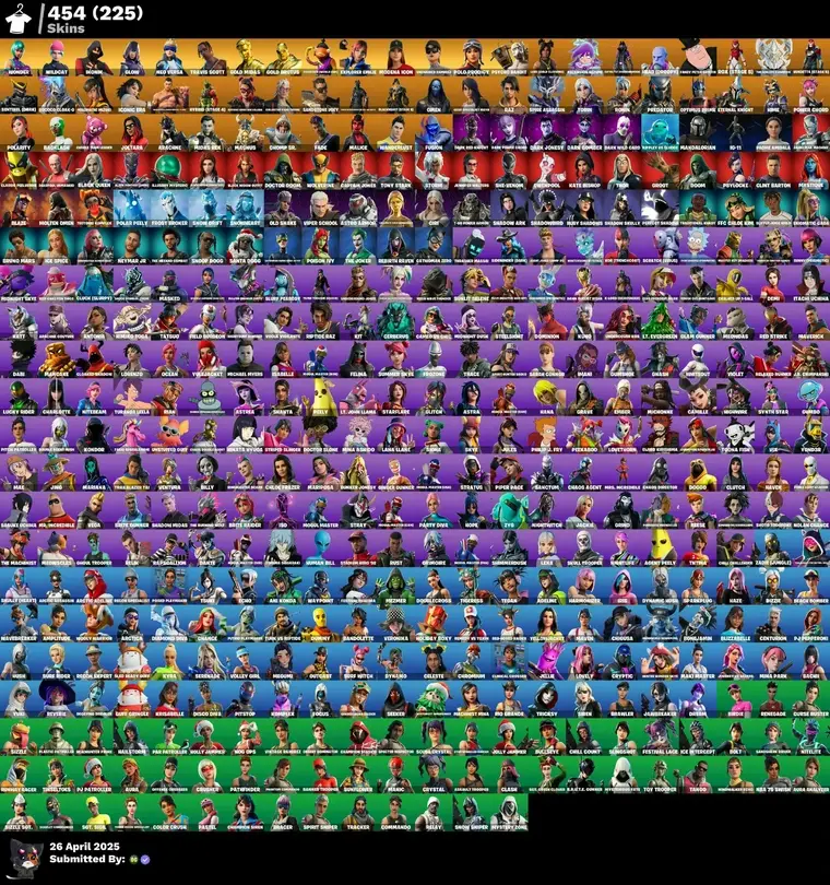 454 Skins, Wonder, Wildcat, IKONIK Polo Prodigy Leviathan Axe, Travis Scott, Merry Mint Axe, Unchained Ramirez, 290 VB [PC/PSN/XBOX]