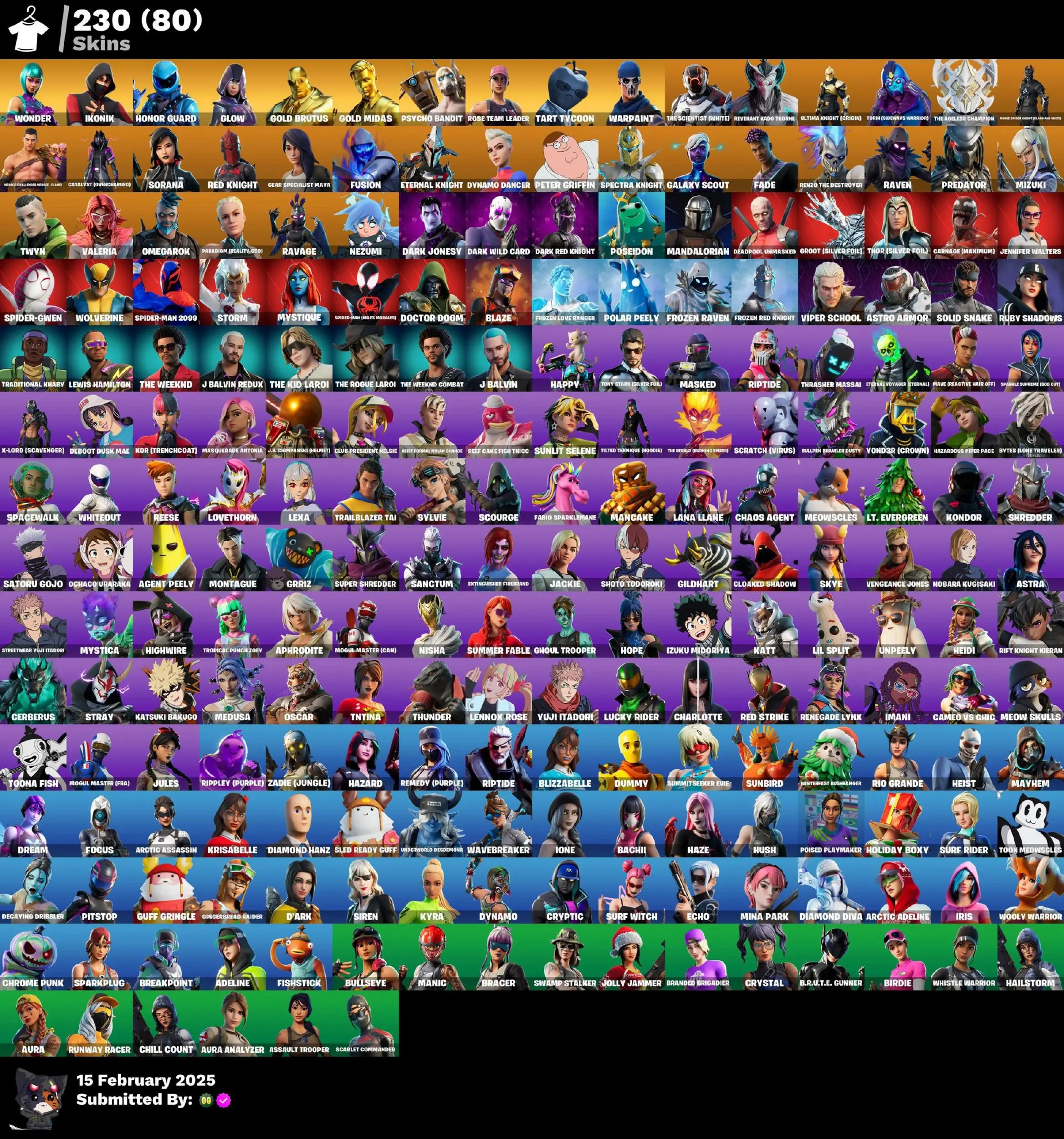 230 Skins, OG STW, Wonder, IKONIK, Honor Guard, Glow Leviathan Axe, Merry Mint Axe, Electri-claw  Psycho Bandit, 310 VB [PC/XBOX]