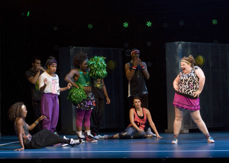 Ryann Redmond (right) and the cast of the national tour of "Bring It On: The Musical."