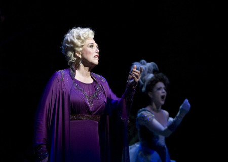 (L–R) Carol Neblett and Leah Horowitz in the Kennedy Center production of “Follies” at the Ahmanson Theatre, May 9 through June 9, 2012. “Follies,” with book by James Goldman and music and lyrics by Stephen Sondheim, is directed by Eric Schaeffer with choreography by Warren Carlyle and music direction by James Moore.