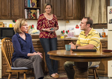 (L–R) Mary Beth Fisher, Jordan Baker and Richard Thieriot in the Goodman Theatre world premiere production of Rebecca Gilman’s ‘Luna Gale’ at the Kirk Douglas Theatre.