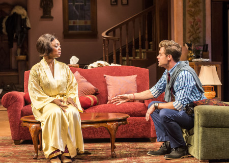 (L–R) Shansia Davis and Mark Jude Sullivan in Paul Oakley Stovall’s ‘Immediate Family’ at the Mark Taper Forum.