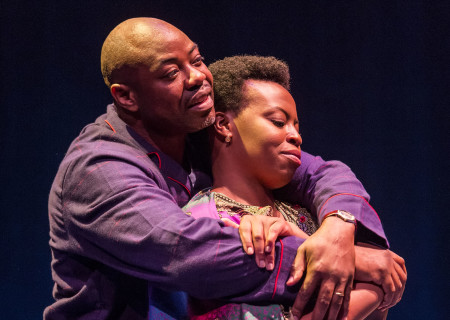 L-R: Dayo Ade and Omozé Idehenre in the world premiere of “Good Grief.” Written by Ngozi Anyanwu and directed by Patricia McGregor, “Good Grief” plays at Center Theatre Group’s Kirk Douglas Theatre through March 26, 2017. For tickets and information, please visit CenterTheatreGroup.org or call (213) 972-4400. Media Contact: CTGMedia@ctgla.org / (213) 972-7376. Photo by Craig Schwartz.