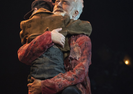 Bradley Whitford and Tiny Tim in 'A Christmas Carol.' Photo by Joan Marcus.