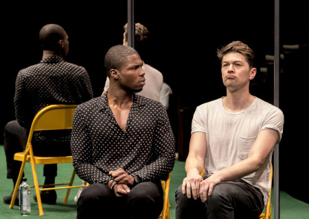 L-R: Jakeem Dante Powell and Devin Kawaoka in “Slave Play” playing at Center Theatre Group/Mark Taper Forum now through March 13, 2022.  <br />
Photo credit: Craig Schwartz Photography
