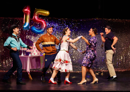 L-R  Gerardo Esparza, Rafa Reyes, Mayelah Barrera, Regina Carregha, and Juan Danner. Photo by Jeremy Daniel.