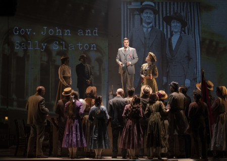 Sean Allan Krill, Stacie Bono, and the Broadway company of 'Parade', 2023. Photo by Joan Marcus.