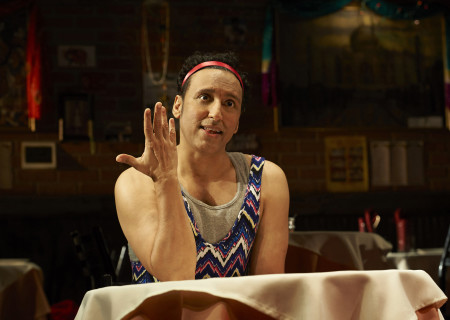 Aasif Mandvi in “Sakina’s Restaurant,” which will be part of Center Theatre Group’s 2019 – 2020 season at the Kirk Douglas Theatre. Written by Mandvi, originally directed and developed by Kimberley Hughes and directed by Kimberly Senior, “Sakina’s Restaurant” will run in the Summer of 2020 with exact dates to be announced. “Sakina’s Restaurant” is an Audible Theater Production. For season tickets and information, please visit CenterTheatreGroup.org or call (213) 972-4444. Media Contact: CTGMedia@CTGLA.org / (213) 972-7376. Photo by Lisa Berg.