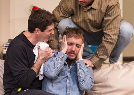 L-R: Gary Wilmes, Frank Boyd and Brian Slaten in “Straight White Men,” written and directed by Young Jean Lee. “Straight White Men” makes its West Coast premiere from November 20 through December 20, 2015, at the Kirk Douglas Theatre in collaboration with Center for the Art of Performance at UCLA. For tickets and information, please visit CenterTheatreGroup.org or call (213) 628-2772.<br />
Contact: CTGMedia@CenterTheatreGroup.org / (213) 972-7376<br />
Photo by Craig Schwartz <br />
