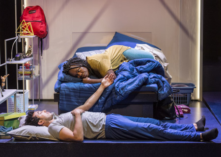 L-R: Wade Allain-Marcus and Ngozi Anyanwu in the world premiere of “Good Grief.” Written by Anyanwu and directed by Patricia McGregor, “Good Grief” plays at Center Theatre Group’s Kirk Douglas Theatre through March 26, 2017. For tickets and information, please visit CenterTheatreGroup.org or call (213) 972-4400. Media Contact: CTGMedia@ctgla.org / (213) 972-7376. Photo by Craig Schwartz.