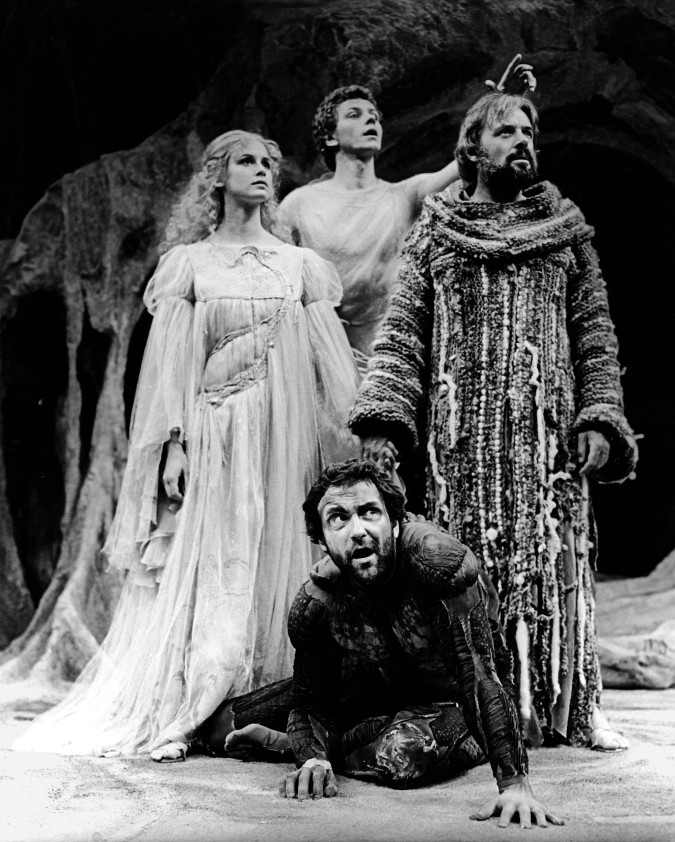 Stephanie Zimbalist, Brent Carver, Anthony Hopkins, and Michael Bond in The Tempest