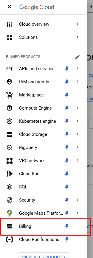 Navigate to Google Cloud Billing