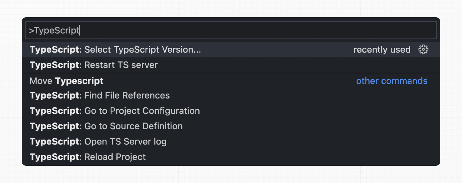 TypeScript Command Palette — Light Mode