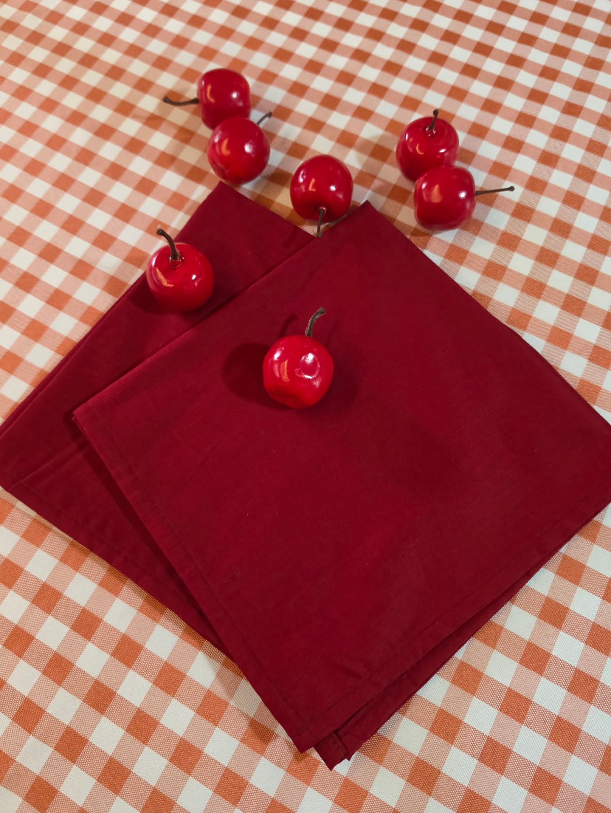 Guardanapos Algodão Vermelho Fechado