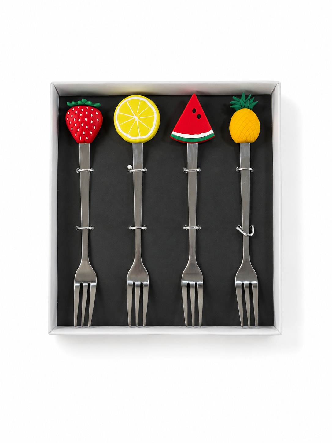 Conjunto de 4 Garfinhos para Petiscos Decorados - Frutas