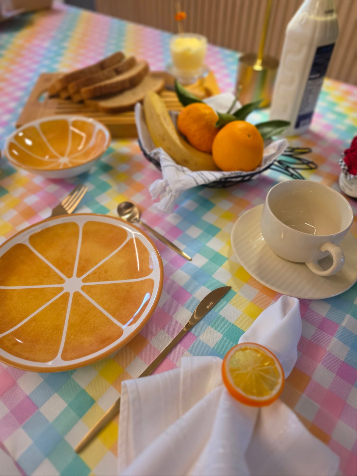 ASPB12016 - Conjunto em Porcelana Prato Sobremesa + Bowl Laranja