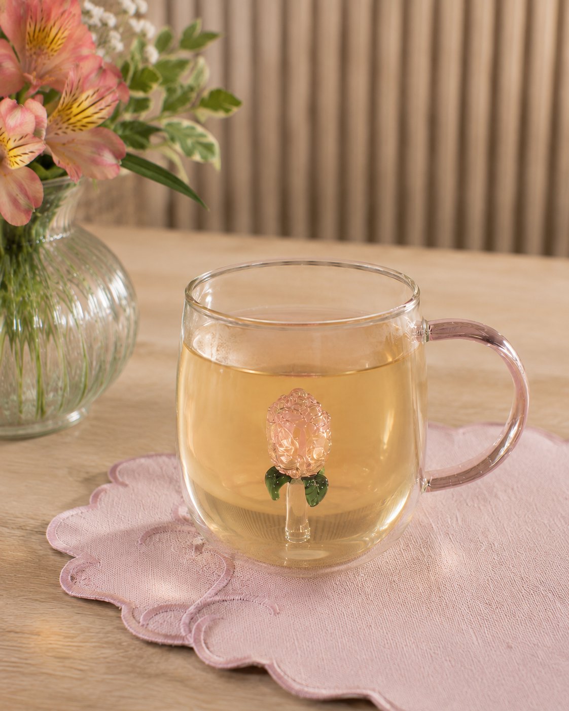 CN12121 - Caneca Vidro Borossilicato com Tulipa 3D 420ml