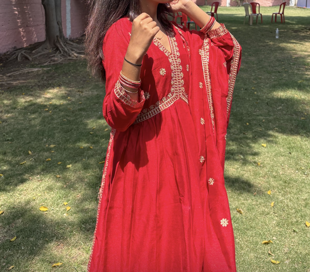 Traditional Red Chunni set  - Image 2