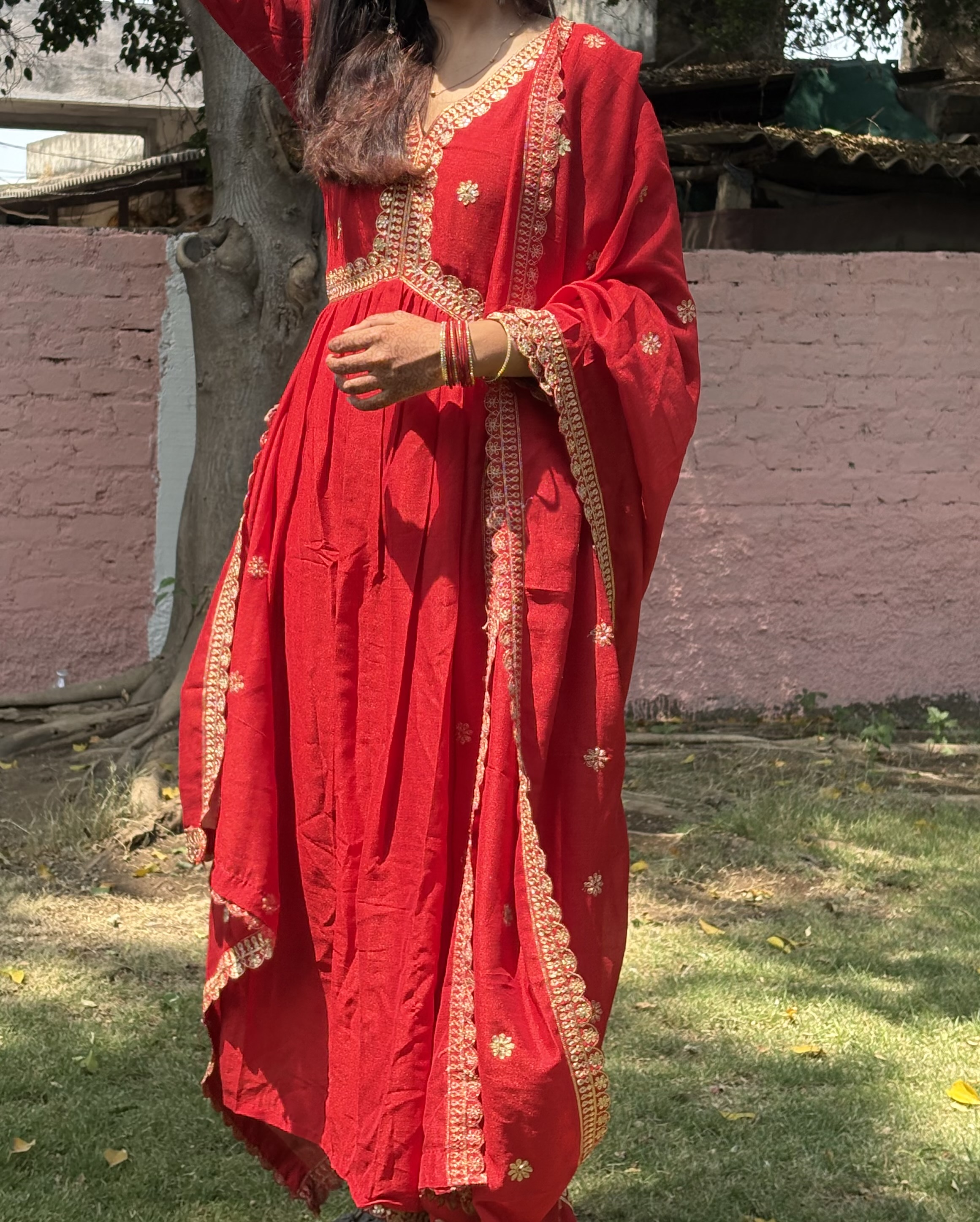 Traditional Red Chunni set  - Image 3