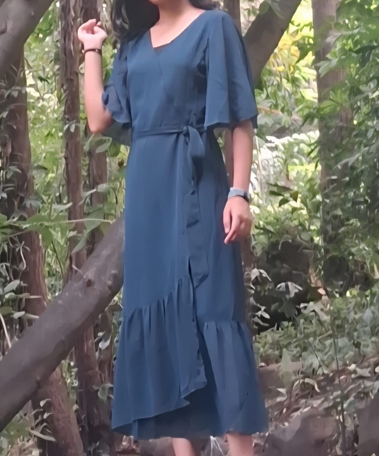 V neck Wrap Dress - Image 3